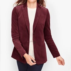 Women’s Talbots Red Burgundy Corduroy Stretch Cotton Blazer Jacket size 16